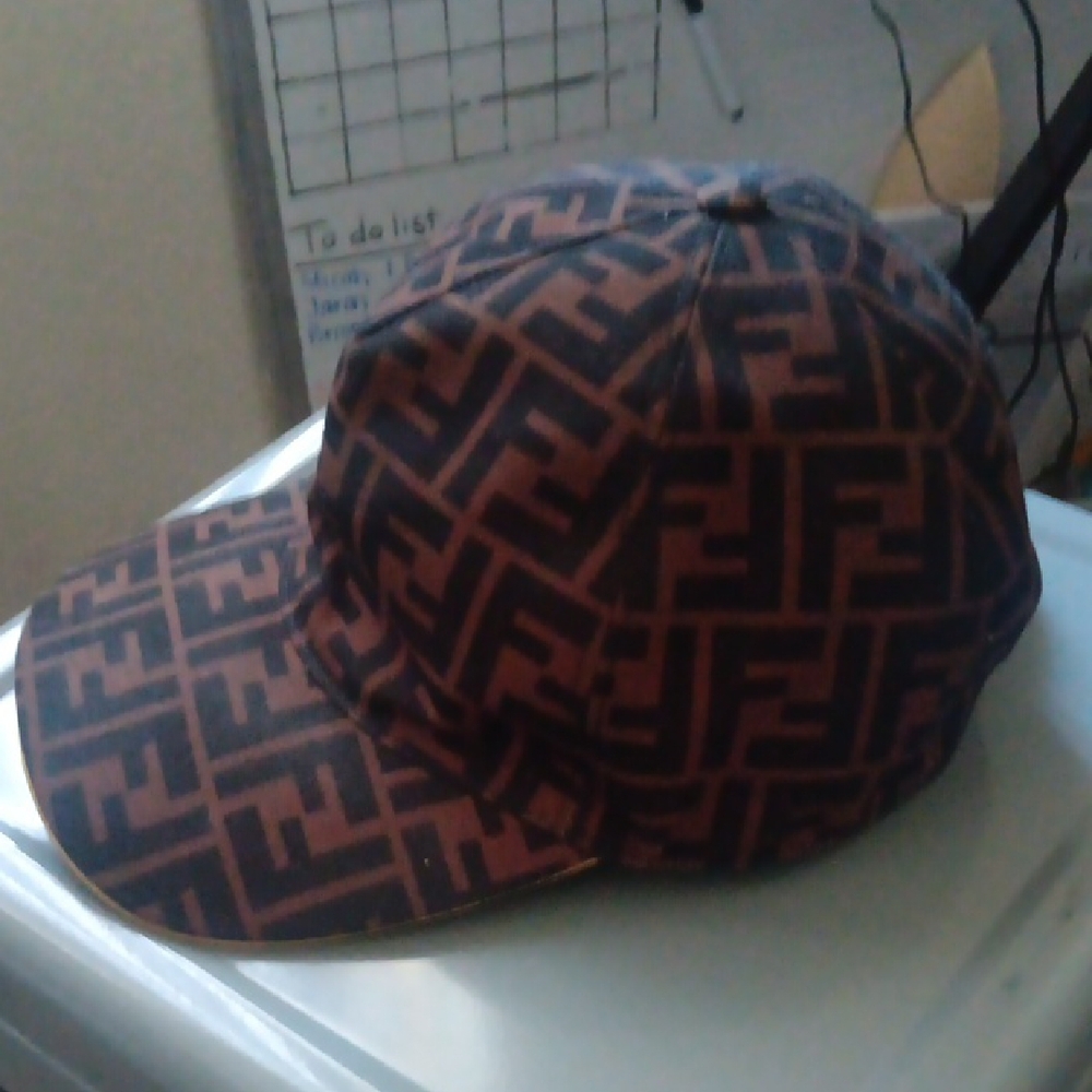 Fendi Monogram Cap in Black and Brown